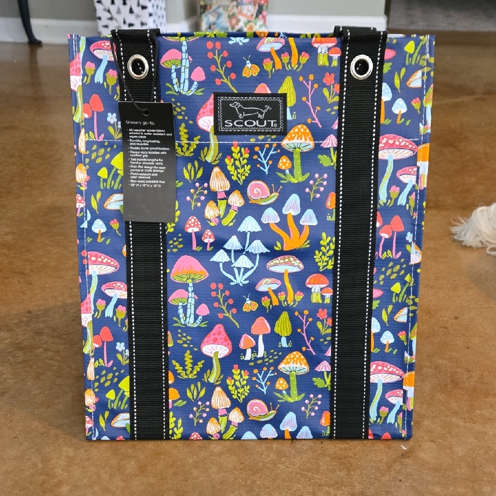 Scout Multicolor Tote with Mushroom Design